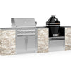 NewAge Products Signature Series Grill Island - 9PC Modular Outdoor Kitchen with Platinum Grill and Kamado Grill - Ivory Travertine