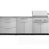 NewAge Products Classic Series Grill Island - 5PC Modular Outdoor Kitchen with Platinum Grill, 32” Drawer Cabinet, and Bar Cabinet | C-DRBA - Stainless Steel