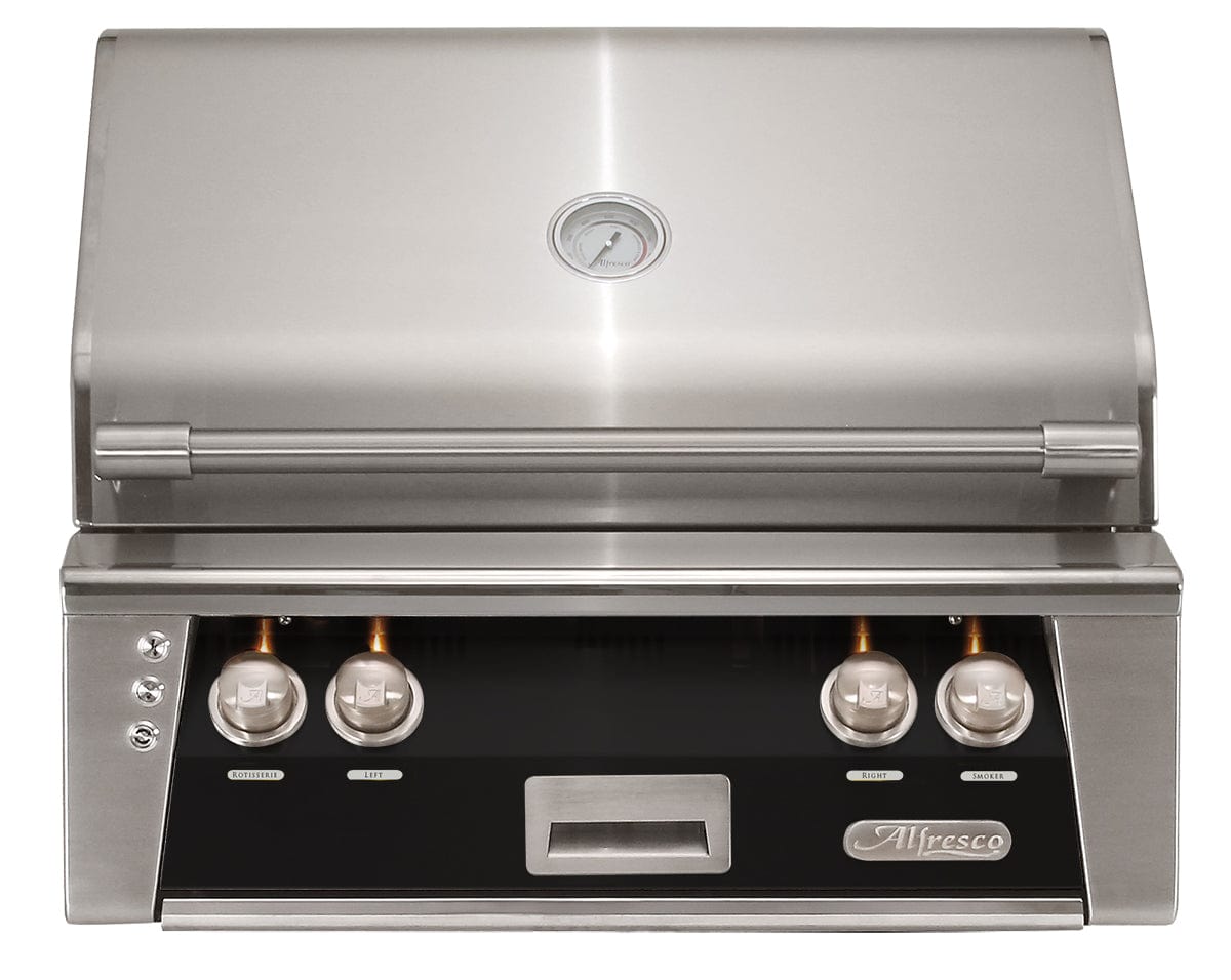 Alfresco Grills Alfresco 30” Built-In Luxury Gas Grill with SearZone / Stainless Steel, Smoker, Infrared Rear Burner, Rotisserie, Cover / ALXE-30SZ