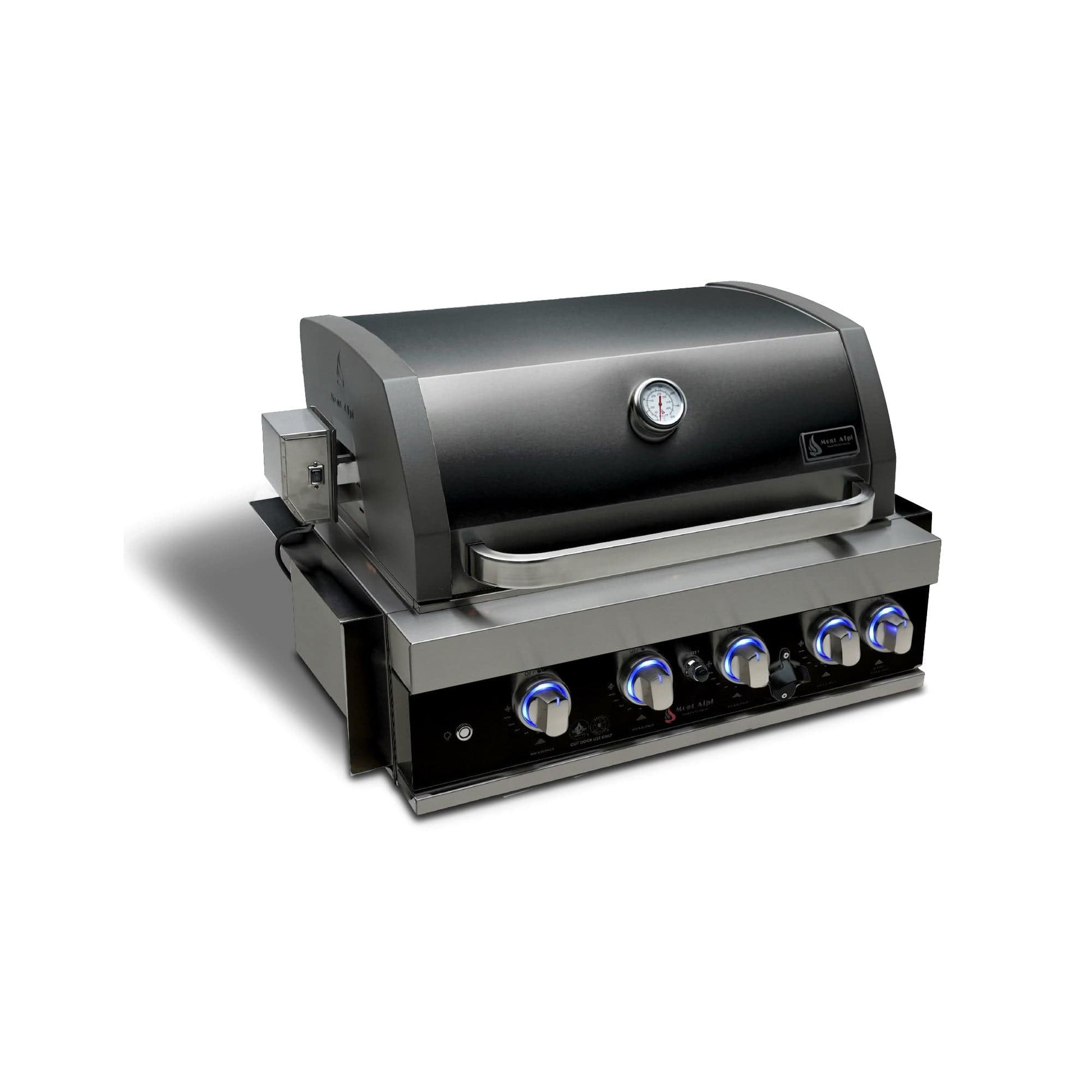 Mont Alpi Grills Mont Alpi 400 Black Stainless Steel Built-In Grill / 4 Burner Grill, Infrared Back Burner, Rotisserie Kit / MABi400-BSS