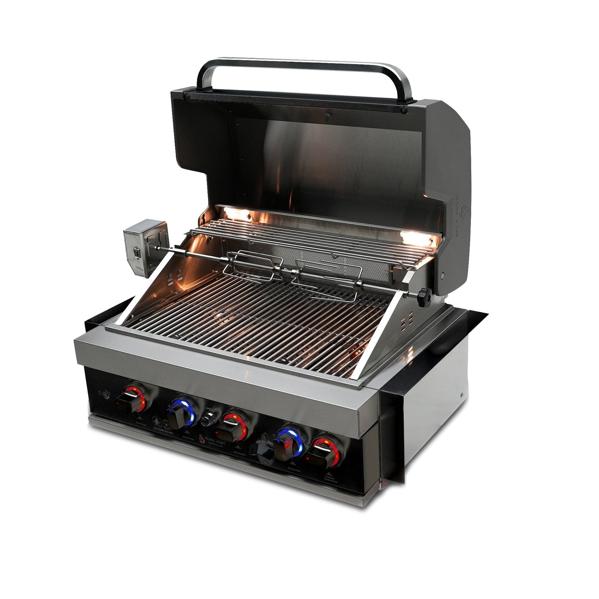 Mont Alpi Grills Mont Alpi 400 Black Stainless Steel Built-In Grill / 4 Burner Grill, Infrared Back Burner, Rotisserie Kit / MABi400-BSS