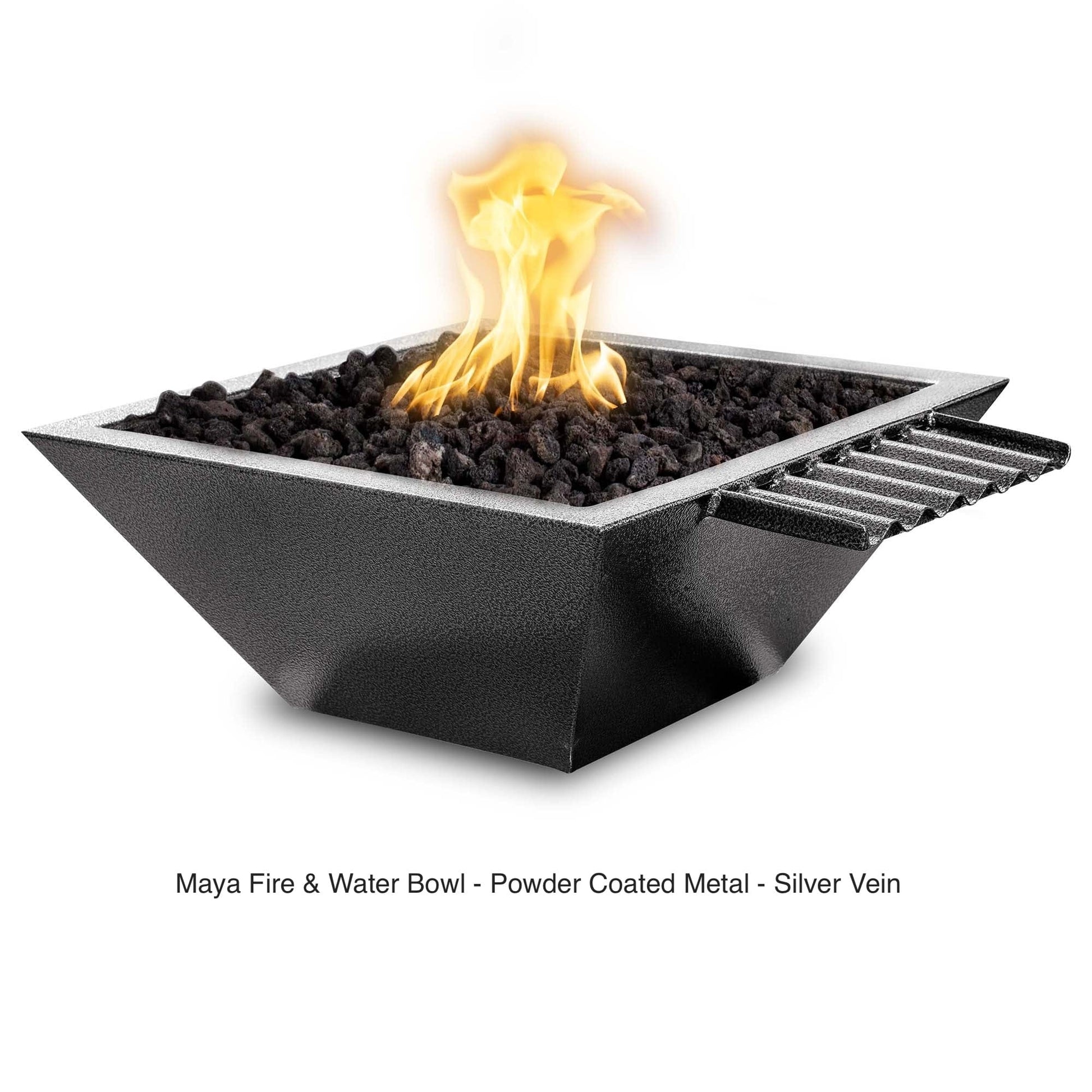 The Outdoor Plus Fire Features The Outdoor Plus Maya GFRC Concrete Square Fire & Water Bowl with Wave Scupper / OPT-(xx)SQPCFWWV