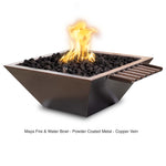 The Outdoor Plus Fire Features The Outdoor Plus Maya GFRC Concrete Square Fire & Water Bowl with Wave Scupper / OPT-(xx)SQPCFWWV