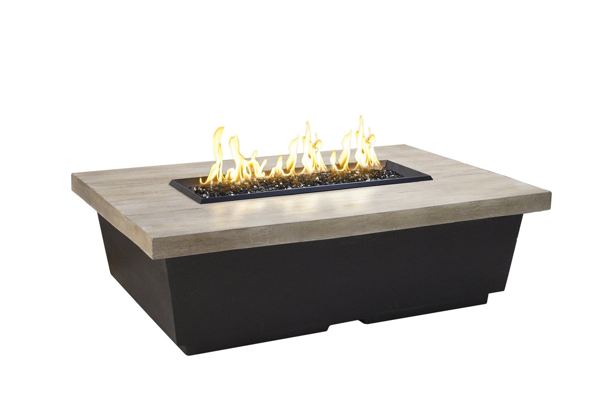 American Fyre Designs Fire Features Silver Pine / Natural Gas / Manual Ignition System American Fyre Designs 54&quot; Reclaimed Wood Contempo Rectangle Gas Firetable / French Barrel Oak or Silver Pine Finish / 783-BA-FO-M4NC, 783-BA-FO-M4PC, 783-BA-SP-M4NC, 783-BA-SP-M4PC, 783-BA-FO-F4NC, 783-BA-FO-F4PC,  783-BA-SP-F4NC, or 783-BA-SP-F4PC