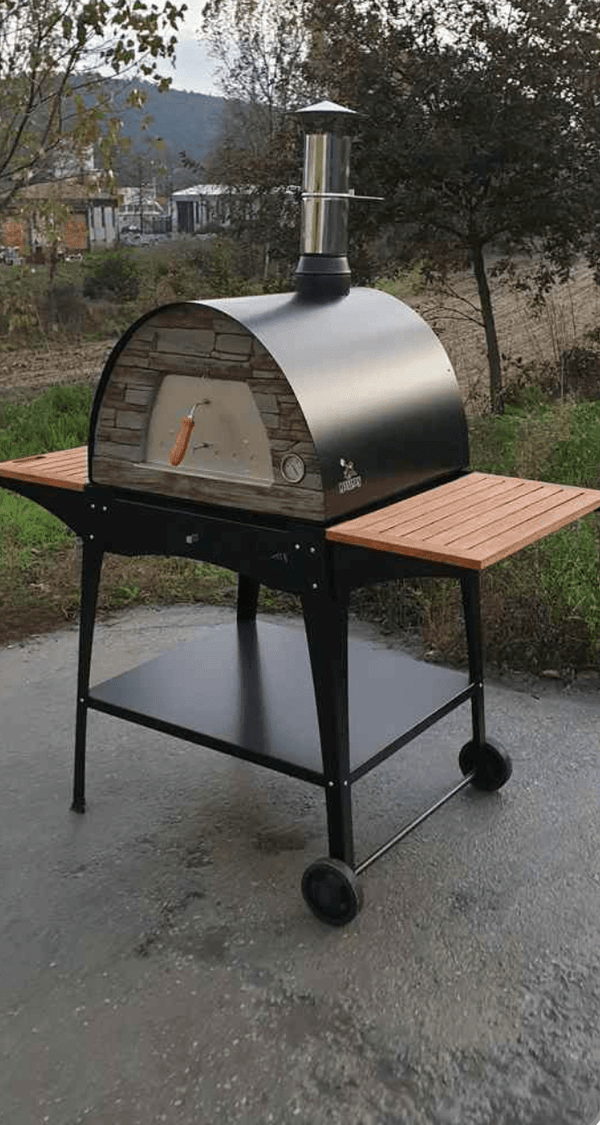 Authentic Pizza Ovens 'Maximus Mobile' BLACK Portable Wood-Fired Pizza Oven  / Handmade, Stacked Stone, Bake, Roast / MAXB