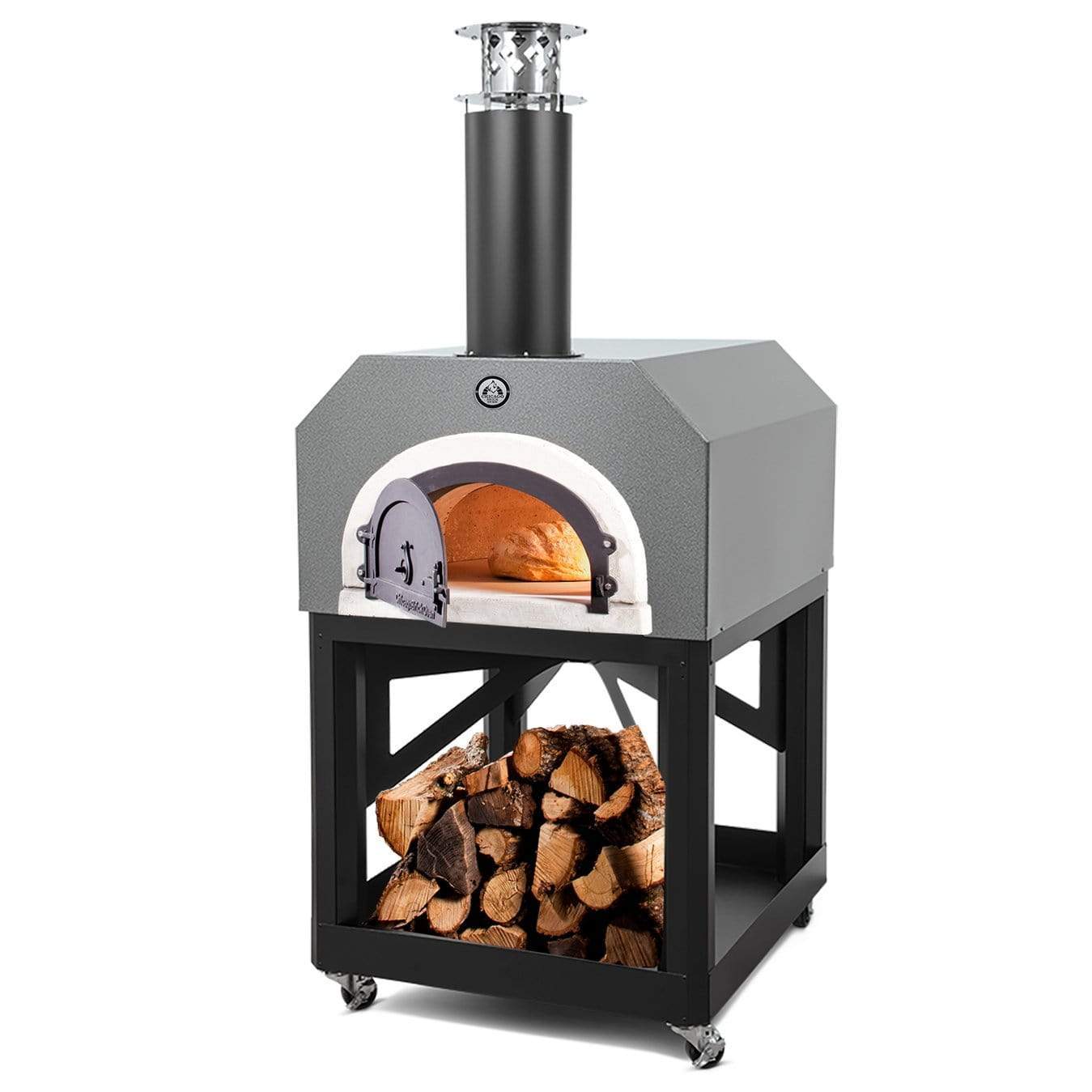 Chicago Brick Oven Pizza Ovens Silver Vein Chicago Brick Oven Mobile Wood Fired Pizza Oven / CBO-750 on Wheeled Cart / CBO-O-MBL-750