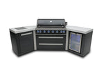 Mont Alpi Islands Mont Alpi 805 Black Stainless Steel Island with Fridge Cabinet + Two 45 Degree Corners / 6-Burner Grill, 2 Infrared Burners, Fridge, Stainless Steel / MAi805-BSS45FC