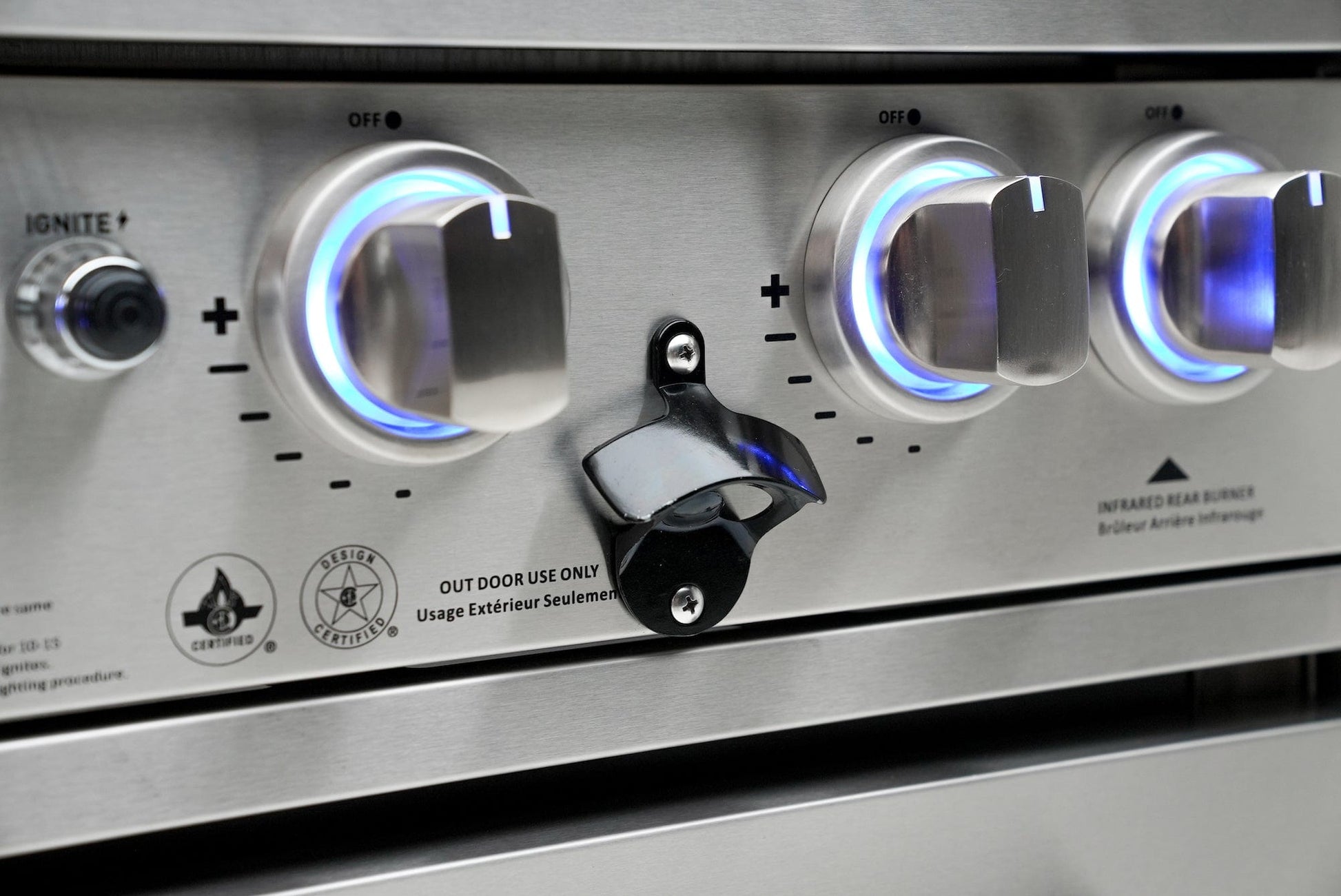 Mont Alpi Islands Mont Alpi 805 Deluxe Island with Fridge Cabinet / 6-Burner Grill, 2 Infrared Burners, Fridge, Stainless Steel, Waterfall Sides  / MAi805-DFC