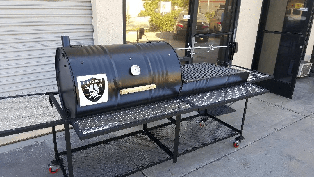 Moss Grills Ranch Style Custom BBQ Grill Smoker Charcoal, Rotisserie