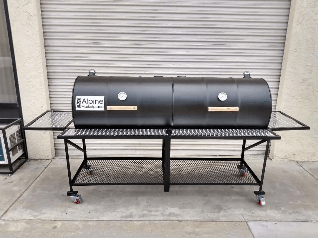 Moss Grills Grill Moss Grills Tailgate Double Barrel Custom BBQ Grill with Diamond Plate Countertops - 205