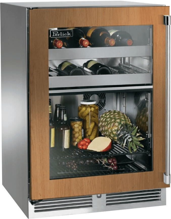 Perlick Refrigeration + Cooling Panel Ready Glass Door - Left Hinge Perlick 24&quot; Signature Series Dual-Zone Outdoor Refrigerator/Wine Reserve | HP24CO-4