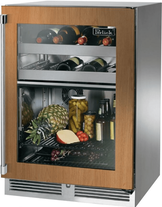 Perlick Refrigeration + Cooling Panel Ready Glass Door - Right Hinge Perlick 24&quot; Signature Series Dual-Zone Outdoor Refrigerator/Wine Reserve | HP24CO-4