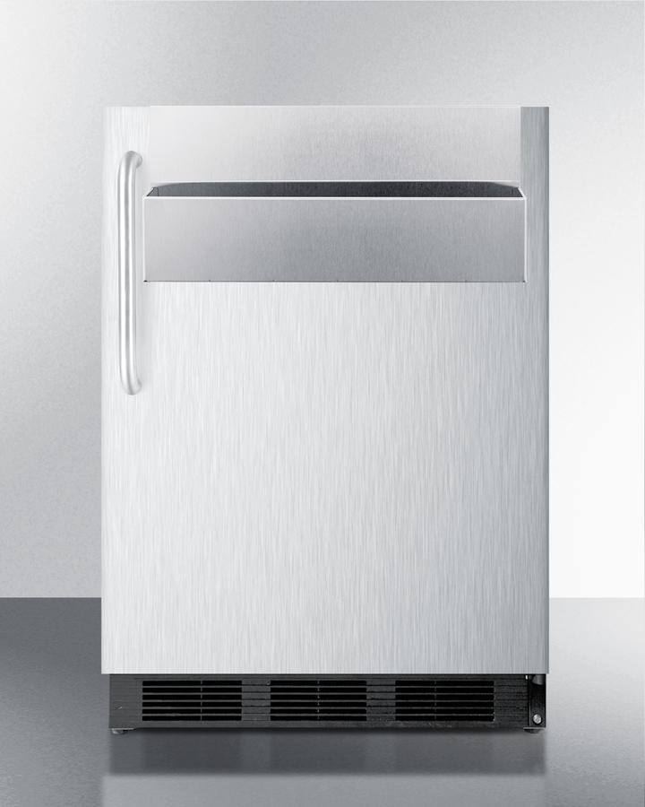 Summit Refrigeration + Cooling Summit 24&quot; Wide Commercial Outdoor All-Refrigerator for Built-In or Freestanding Use, with Removable Speed Rail, Automatic Defrost, Lock, and Complete Stainless Steel Exterior / SPR7BOSSTSR