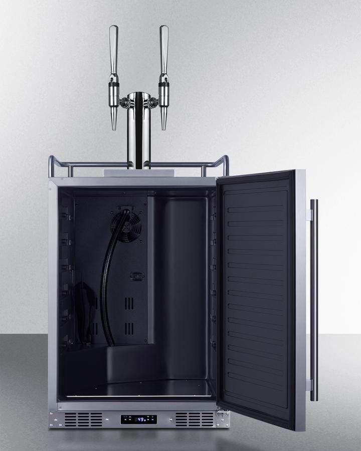 Summit Refrigeration + Cooling Summit 24" Wide Indoor/Outdoor Dual Tap Nitro-Infused Cold Brew Coffee Dispenser for Built-In or Freestanding Commercial or Residential Use, with Stainless Steel Exterior and Caster Set / SBC682NCFTWIN