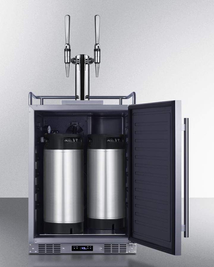Summit Refrigeration + Cooling Summit 24" Wide Indoor/Outdoor Dual Tap Nitro-Infused Cold Brew Coffee Dispenser for Built-In or Freestanding Commercial or Residential Use, with Stainless Steel Exterior and Caster Set / SBC682NCFTWIN
