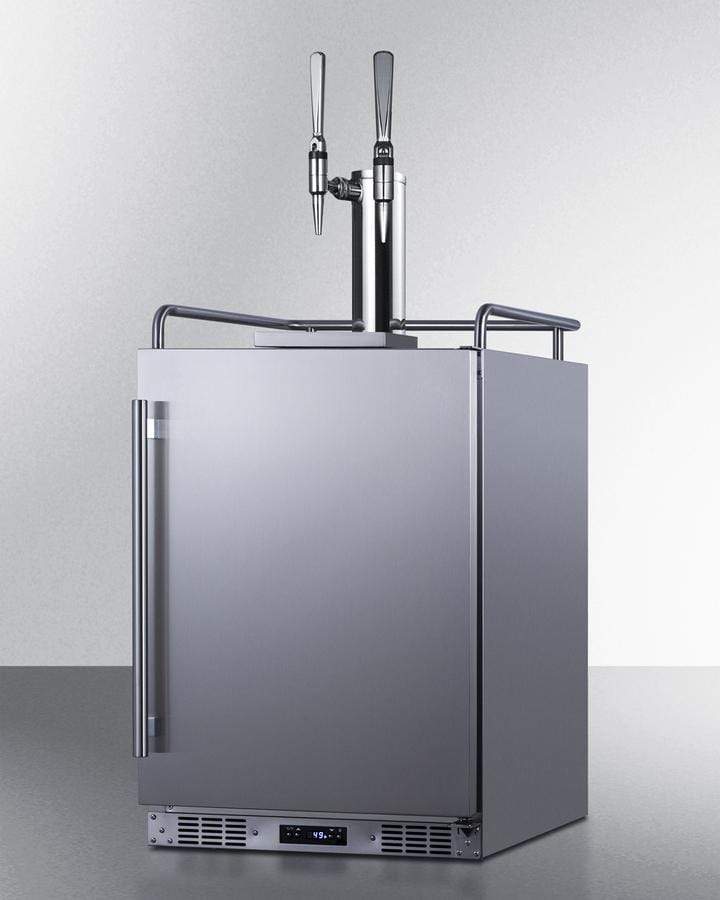 Summit Refrigeration + Cooling Summit 24" Wide Indoor/Outdoor Dual Tap Nitro-Infused Cold Brew Coffee Dispenser for Built-In or Freestanding Commercial or Residential Use, with Stainless Steel Exterior and Caster Set / SBC682NCFTWIN