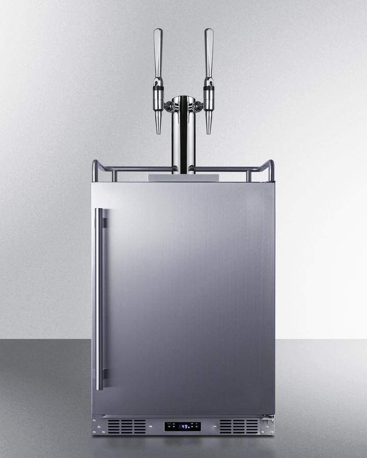 Summit Refrigeration + Cooling Summit 24" Wide Indoor/Outdoor Dual Tap Nitro-Infused Cold Brew Coffee Dispenser for Built-In or Freestanding Commercial or Residential Use, with Stainless Steel Exterior and Caster Set / SBC682NCFTWIN