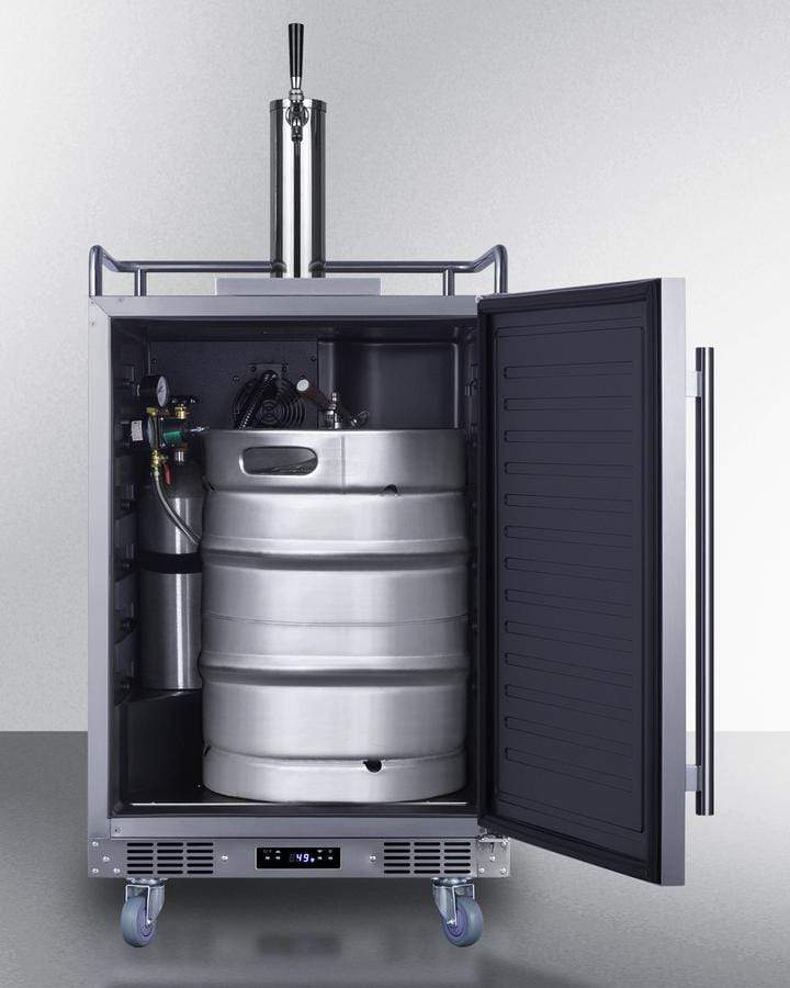 Summit Refrigeration + Cooling Summit 24&quot; Wide Indoor/Outdoor Single Tap Beer Dispenser for Built-In or Freestanding Use in Complete Stainless Steel / SBC683OS