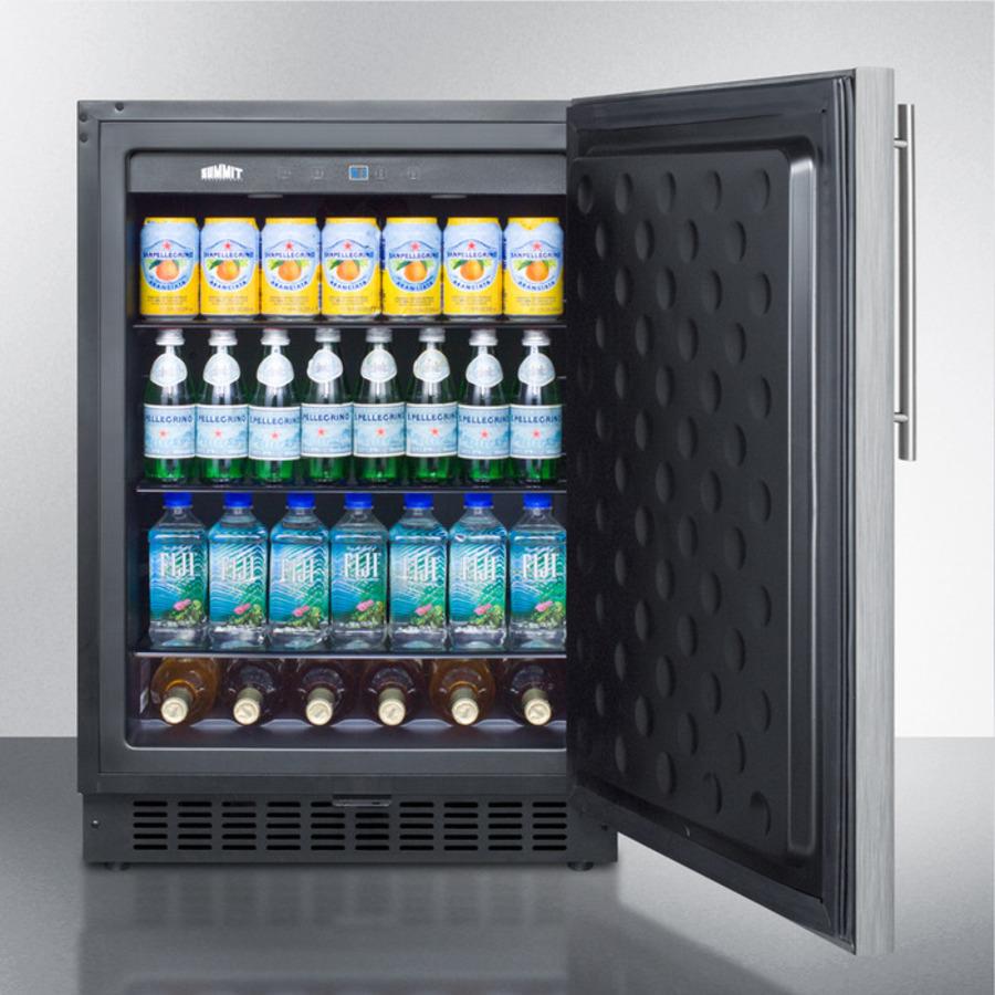 Summit Refrigeration + Cooling Summit 24&quot; Wide Outdoor All-Refrigerator for Built-In Use, with Lock, Digital Thermostat, Stainless Steel Wrapped Door, and Thin Handle / SPR627OSSSHV