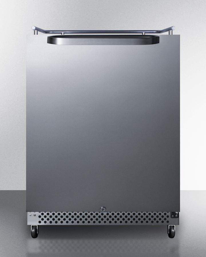 Summit Refrigeration + Cooling Summit 24" Wide Outdoor/Indoor Commercial Beer Dispenser for Built-In or Freestanding Use, Digital Thermostat, Stainless Steel Door, and Black Cabinet / No Tap Kit Included / SBC696OSNK