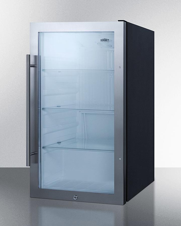 Summit Refrigeration + Cooling Summit Commercially Approved Outdoor Beverage Cooler for Built-In or Freestanding Use with a Shallow 17&quot; Depth, Seamless Stainless Steel Door Trim, Glass Door, Front of Unit Lock, and Dial Thermostat / SPR489OS