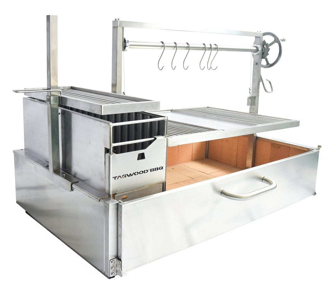 Tagwood Grills Tagwood BBQ XL Argentine Wood Fire & Charcoal Grill Built-in Grill | 1,117 sq. in. of total grilling area | BBQ25SS