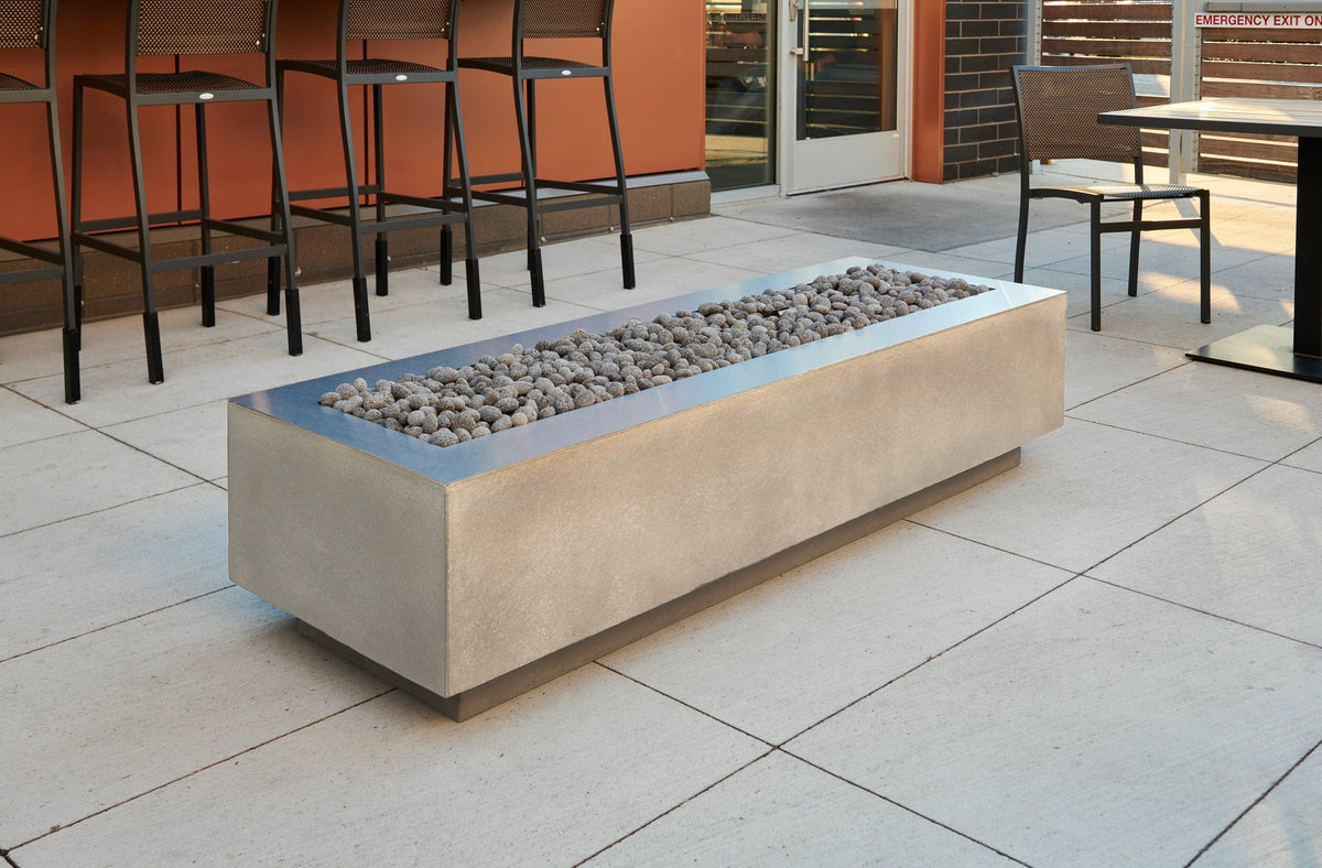 The Outdoor Great Room Fire Features The Outdoor GreatRoom Natural Grey, White, or Midnight Mist Supercast Cove 72&quot; Linear Gas Fire Pit Table / CV-72, CV-72MM, CV-72WT