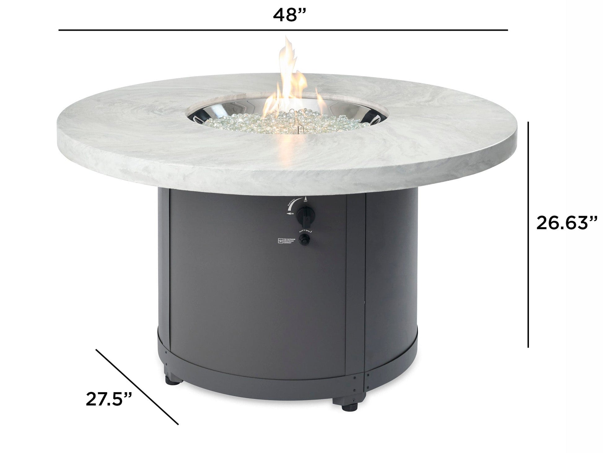 The Outdoor Great Room Fire Features The Outdoor GreatRoom White Onyx or Marbleized Noche Beacon Round Gas Fire Pit Table / BC-20-WO, BC-20-MNB