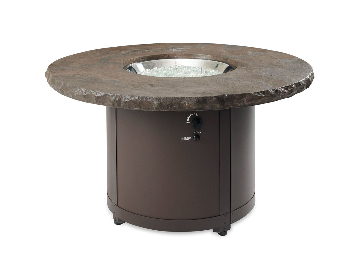 The Outdoor Great Room Fire Features The Outdoor GreatRoom White Onyx or Marbleized Noche Beacon Round Gas Fire Pit Table / BC-20-WO, BC-20-MNB
