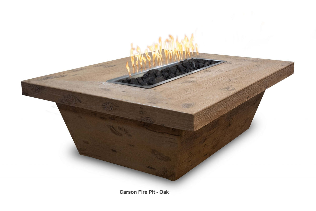 The Outdoor Plus Fire Features The Outdoor Plus 16&quot;, 24&quot; Tall Rectangular Carson Wood Grain GFRC Concrete Fire Table / OPT-CRS4836, OPT-CRS6036, OPT-CRS7236, OPT-CRS8436