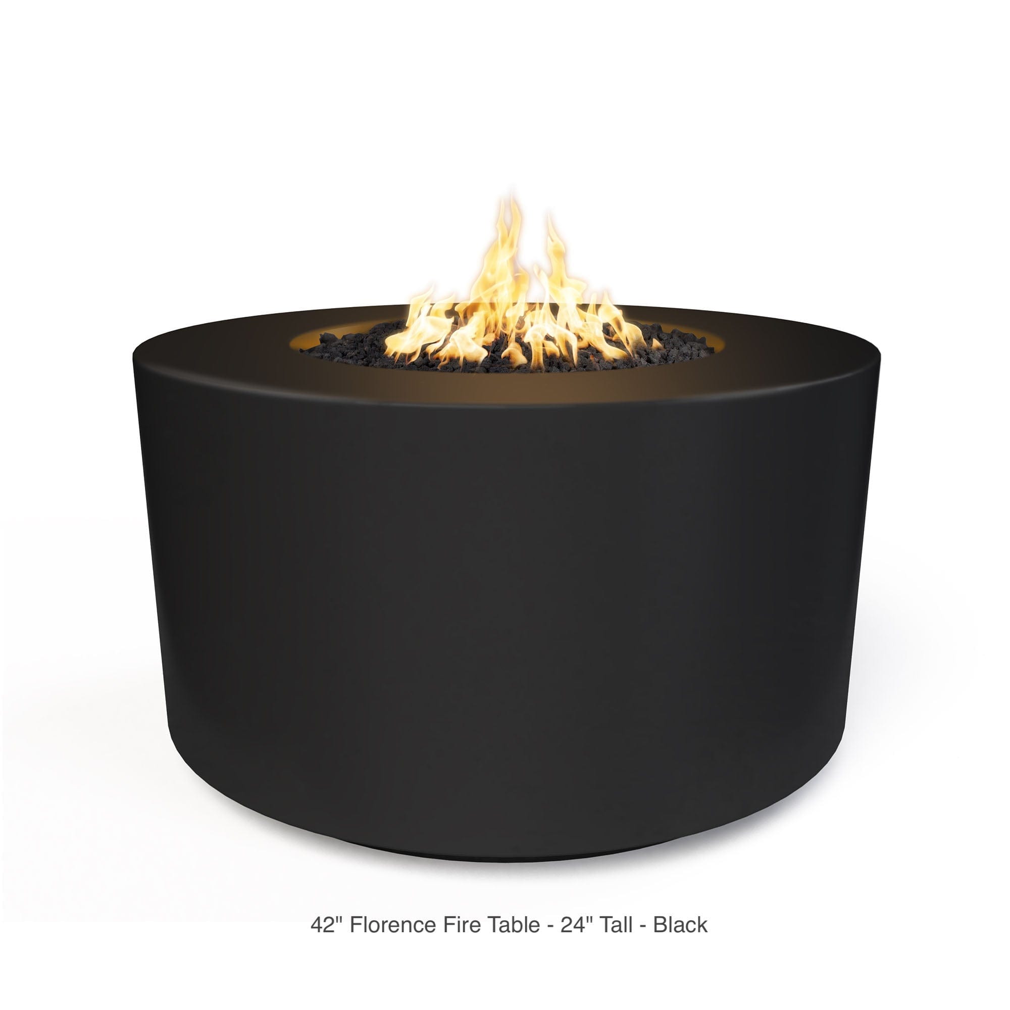 The Outdoor Plus Fire Features The Outdoor Plus 42" Round Florence GFRC Concrete Fire Pit - 24" Tall / OPT-FL4224, OPT-FL4224FSML, OPT-FL4224FSEN, OPT-FL4224E12V, OPT-FL4224EKIT
