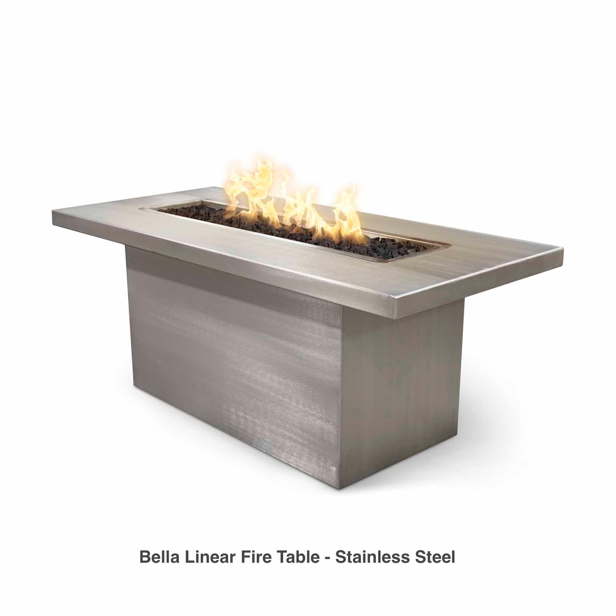 The Outdoor Plus Fire Features The Outdoor Plus 48", 60", 72" Rectangular Bella Fire Table - Metal Collection / OPT-BELLCPR, OPT-BELLCS, OPT-BELLSS, OPT-BELLPC