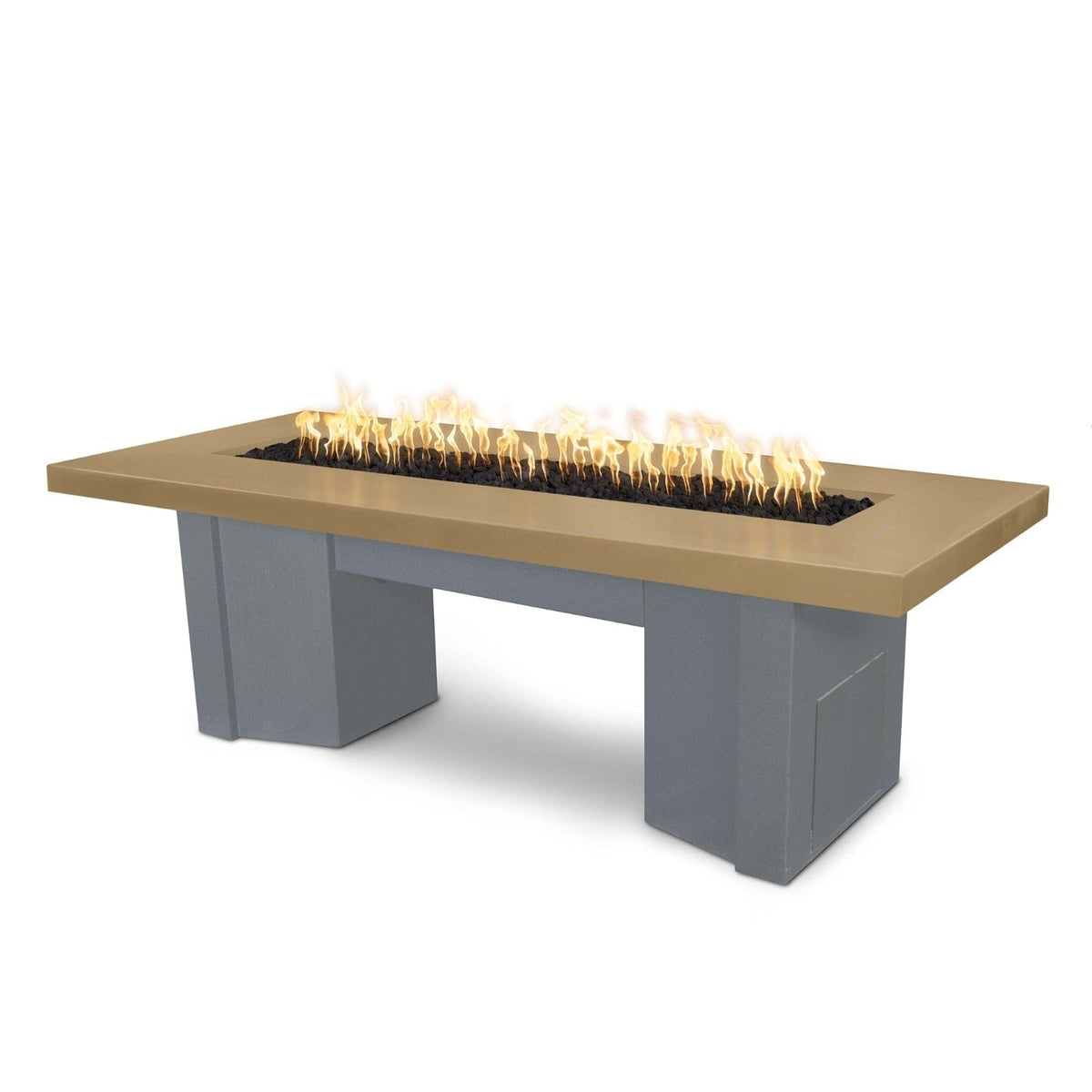 The Outdoor Plus Fire Features Brown (-BRN) / Gray Powder Coated Steel (-GRY) The Outdoor Plus 60&quot; Alameda Fire Table Smooth Concrete in Liquid Propane - Flame Sense System with Push Button Spark Igniter / OPT-ALMGFRC60FSEN-LP