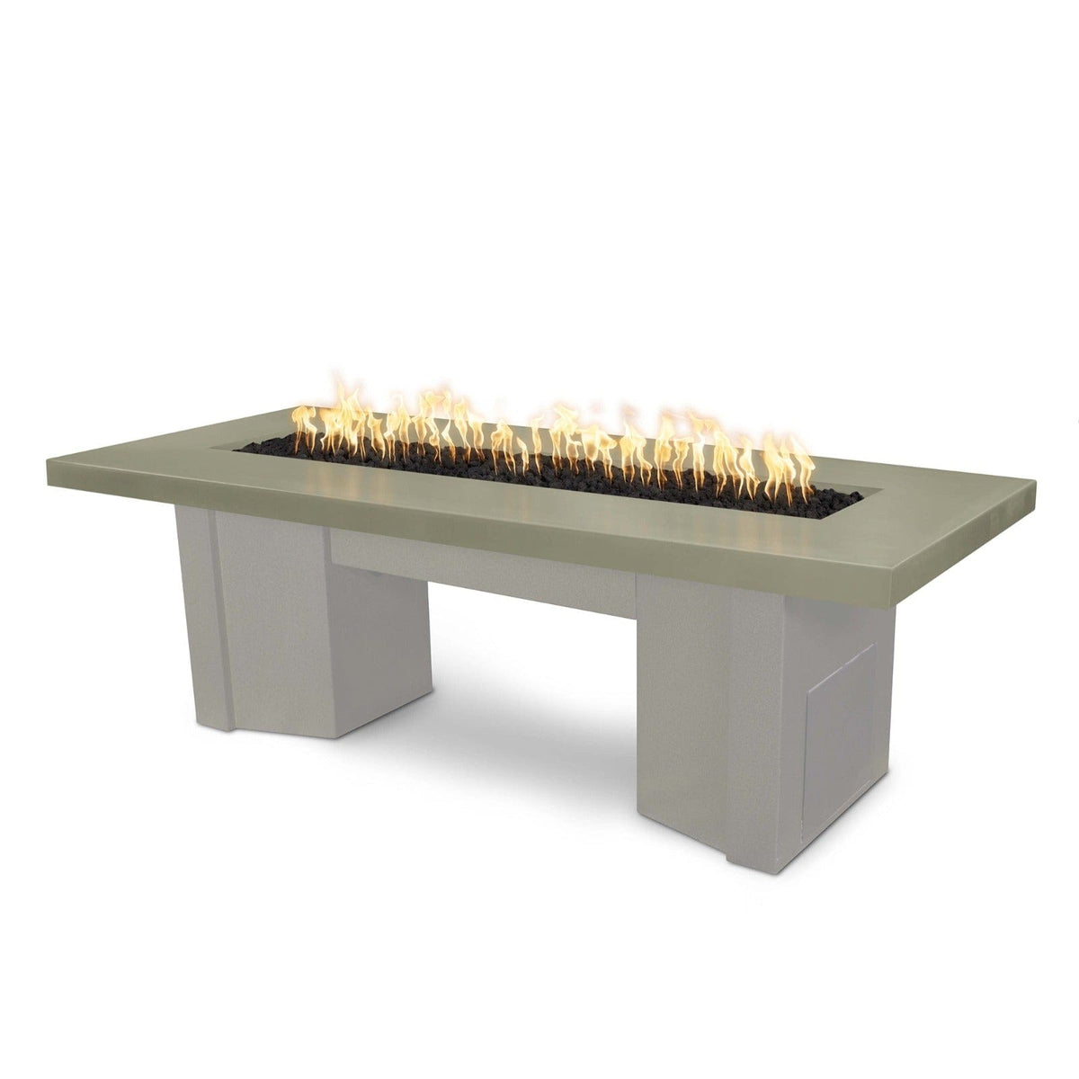 The Outdoor Plus Fire Features Ash (-ASH) / Pewter Powder Coated Steel (-PEW) The Outdoor Plus 60&quot; Alameda Fire Table Smooth Concrete in Liquid Propane - Match Lit with Flame Sense System / OPT-ALMGFRC60FSML-LP