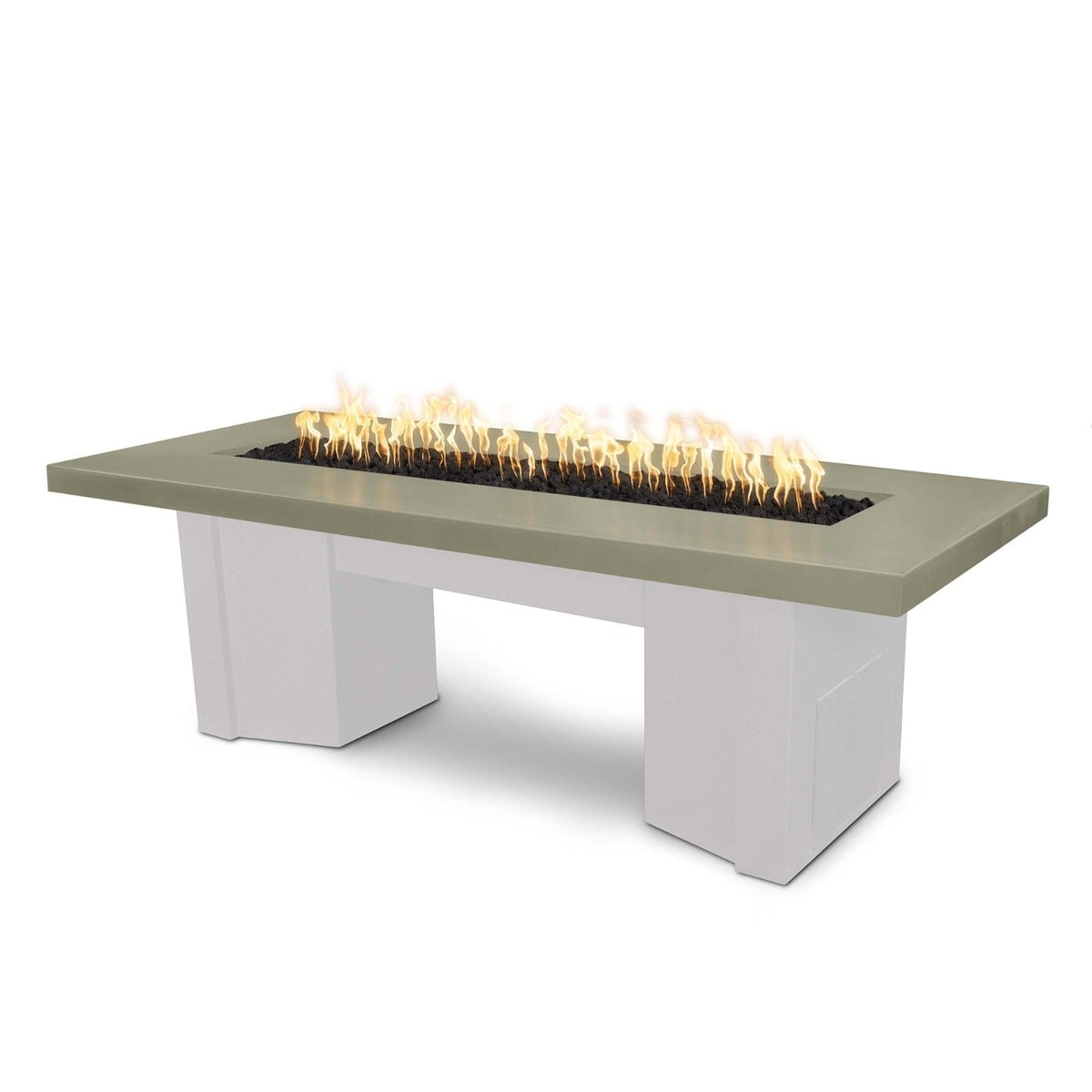 The Outdoor Plus Fire Features Ash (-ASH) / White Powder Coated Steel (-WHT) The Outdoor Plus 60&quot; Alameda Fire Table Smooth Concrete in Liquid Propane - Match Lit with Flame Sense System / OPT-ALMGFRC60FSML-LP