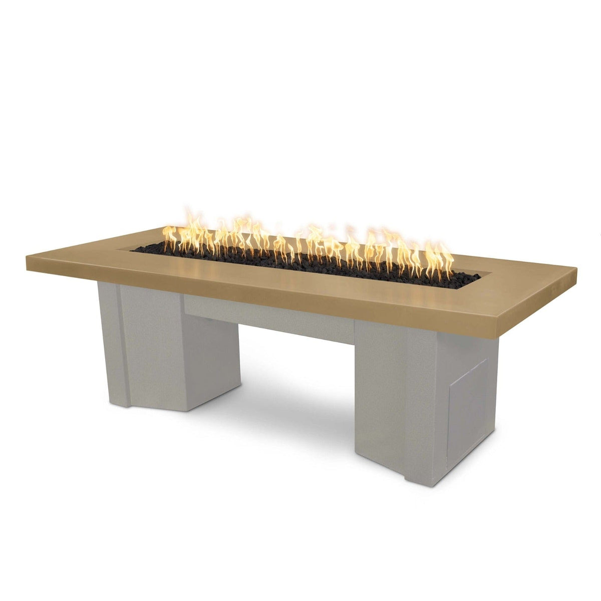 The Outdoor Plus Fire Features Brown (-BRN) / Pewter Powder Coated Steel (-PEW) The Outdoor Plus 60&quot; Alameda Fire Table Smooth Concrete in Liquid Propane - Match Lit with Flame Sense System / OPT-ALMGFRC60FSML-LP