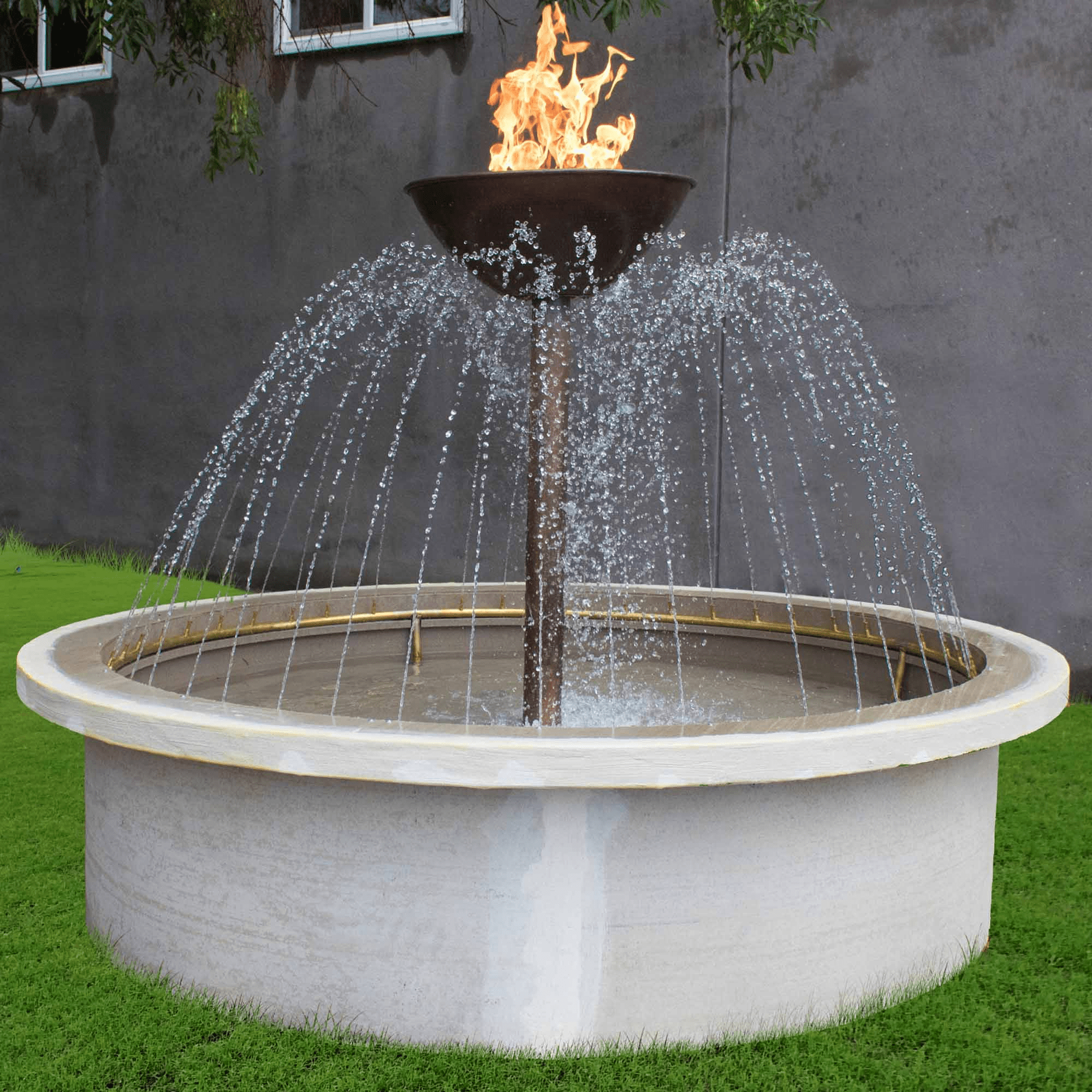 The Outdoor Plus Fire Features The Outdoor Plus 72" Osiris Copper Fire & Water Fountain - Raised Center Fire Column - Low Voltage Electronic Ignition / OPT-OSR60E