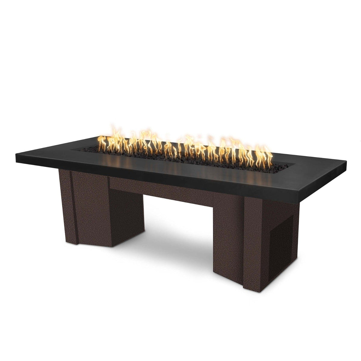 The Outdoor Plus Fire Features Black (-BLK) / Copper Vein Powder Coated Steel (-CPV) The Outdoor Plus 78&quot; Alameda Fire Table Smooth Concrete in Liquid Propane - Match Lit with Flame Sense System / OPT-ALMGFRC78FSML-LP