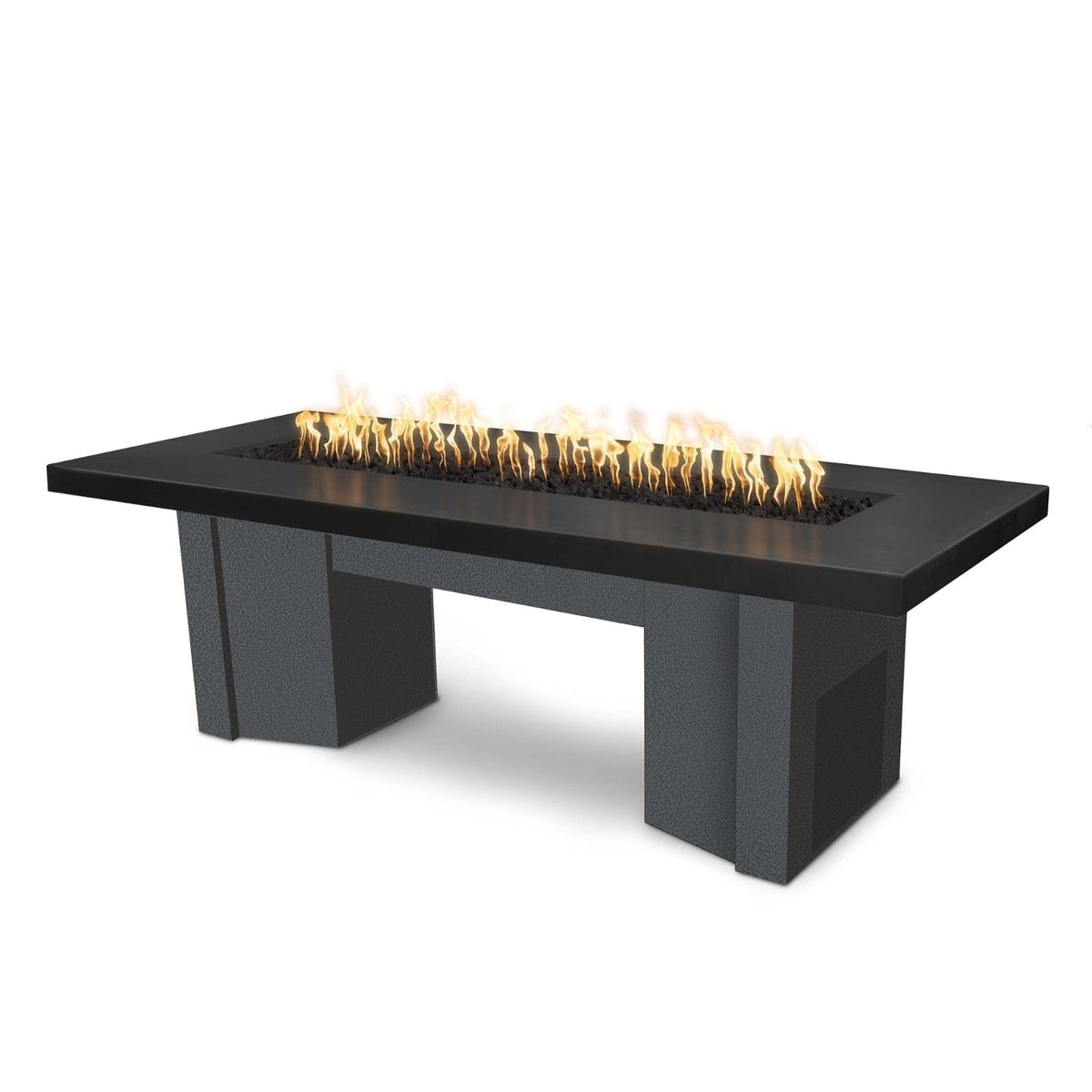 The Outdoor Plus Fire Features Black (-BLK) / Silver Vein Powder Coated Steel (-SLV) The Outdoor Plus 78&quot; Alameda Fire Table Smooth Concrete in Liquid Propane - Match Lit with Flame Sense System / OPT-ALMGFRC78FSML-LP