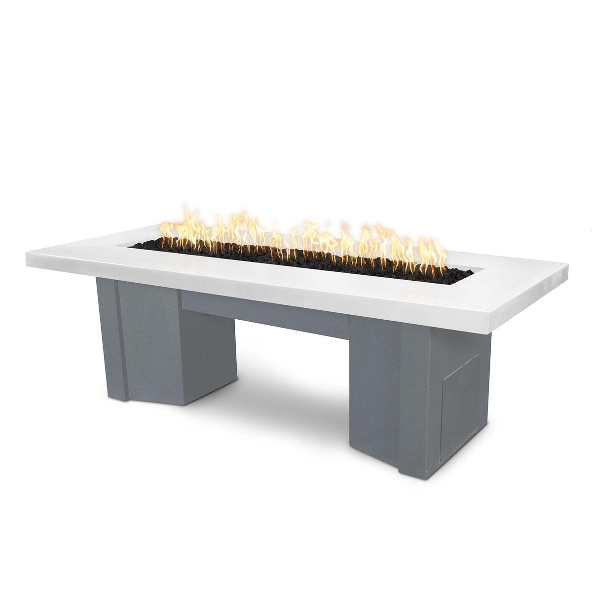 The Outdoor Plus Fire Features Limestone (-LIM) / Gray Powder Coated Steel (-GRY) The Outdoor Plus 78&quot; Alameda Fire Table Smooth Concrete in Liquid Propane - Match Lit with Flame Sense System / OPT-ALMGFRC78FSML-LP