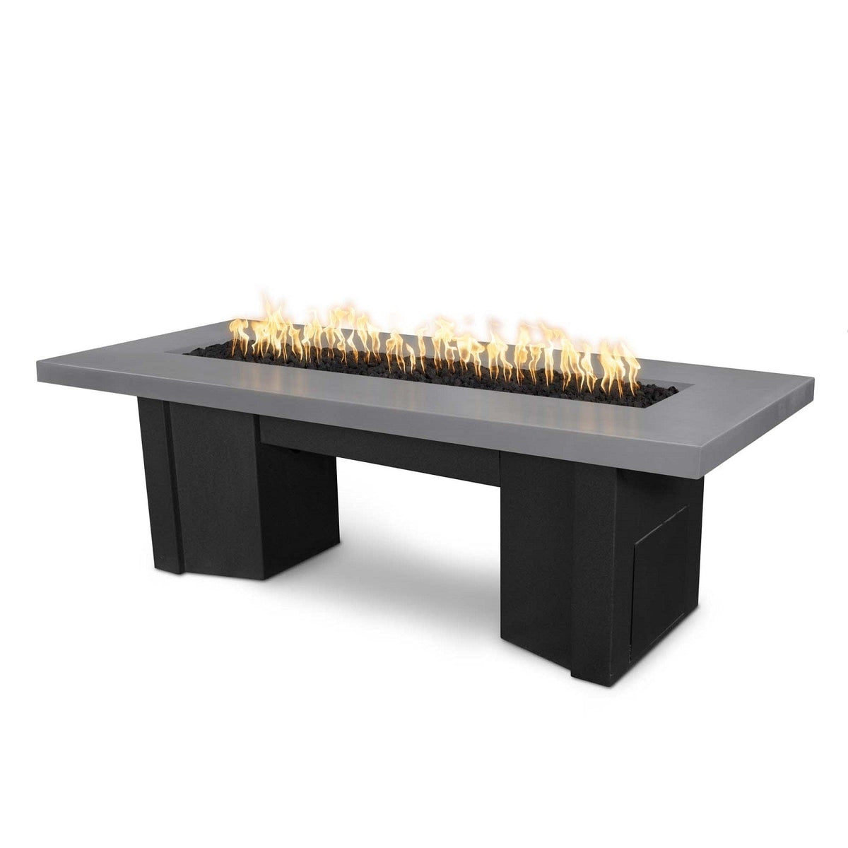 The Outdoor Plus Fire Features Natural Gray (-NGY) / Black Powder Coated Steel (-BLK) The Outdoor Plus 78&quot; Alameda Fire Table Smooth Concrete in Liquid Propane - Match Lit with Flame Sense System / OPT-ALMGFRC78FSML-LP