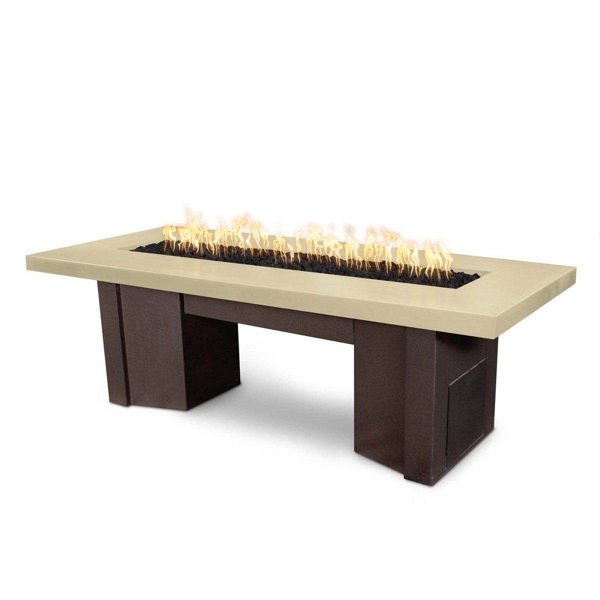 The Outdoor Plus Fire Features Vanilla (-VAN) / Java Powder Coated Steel (-JAV) The Outdoor Plus 78&quot; Alameda Fire Table Smooth Concrete in Liquid Propane - Match Lit with Flame Sense System / OPT-ALMGFRC78FSML-LP