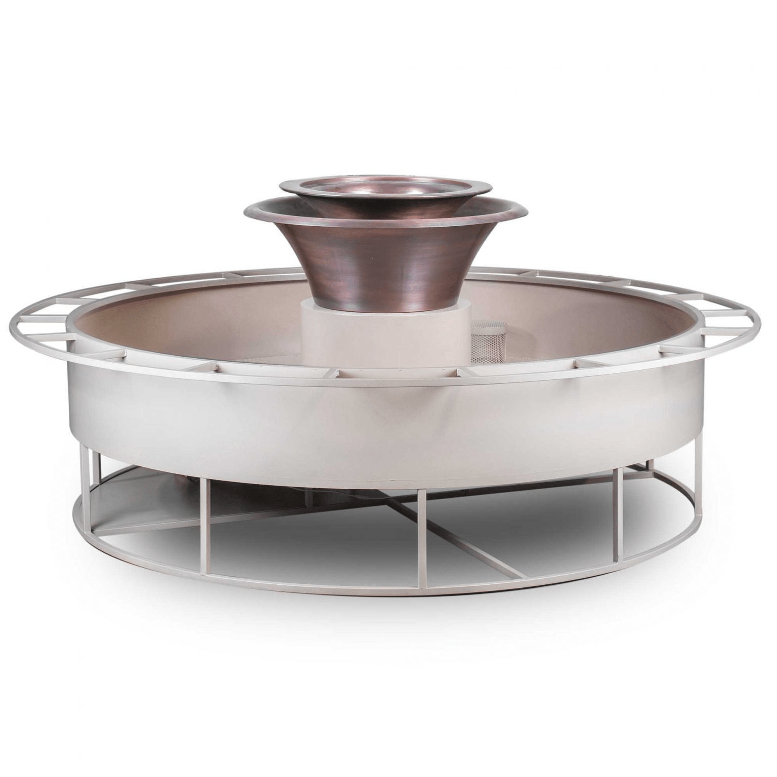 The Outdoor Plus Fire Features The Outdoor Plus 86" Round Olympian 360° Spill Copper Fire & Water Fountain with Concrete Base - Low Voltage Electronic Ignition / OPT-OLY86E12-RF