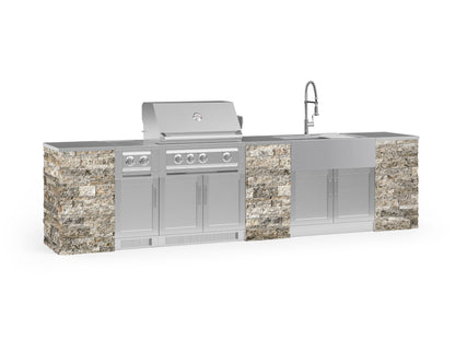 NewAge Products Signature Series Grill Island - 11PC Modular Outdoor Kitchen with Platinum Grill, Farmhouse Sink, and Dual Side Burner