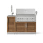 Stainless steel outdoor grill with modular cabinets, built-in sink, and sleek finish, ideal for premium backyards.