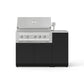 Premium 304 stainless steel gas grill with four burners and modular kitchen cabinets on the right side.