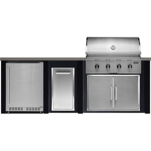 Haven 8 Ft Coyote Right Side Grill Outdoor Kitchen Island with 24" Refrigerator | HCOY96REF-R