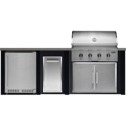 Haven 8 Ft Coyote Right Side Grill Outdoor Kitchen Island with 24" Refrigerator | HCOY96REF-R