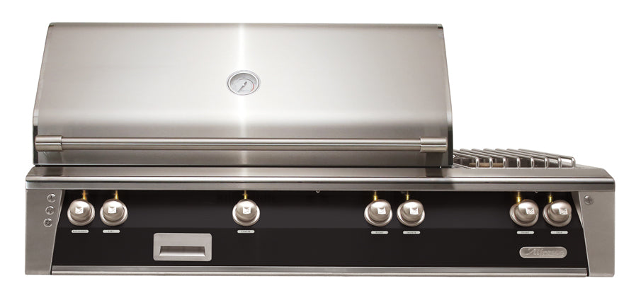 Alfresco 56” Deluxe Built-In Luxury Gas Grill with SearZone / Stainless Steel, 18SR Burners, Smoker, Infrared Rear Burner, Dual Side Burner, Rotisserie, Cover / ALXE-56SZ