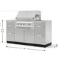 Premium stainless steel outdoor grill with modular cabinets, 49.5"H x 65"W x 24"D, sleek finish.
